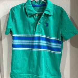 U.S. Polo Assn. Teal Striped Kids XS Polo Shirt